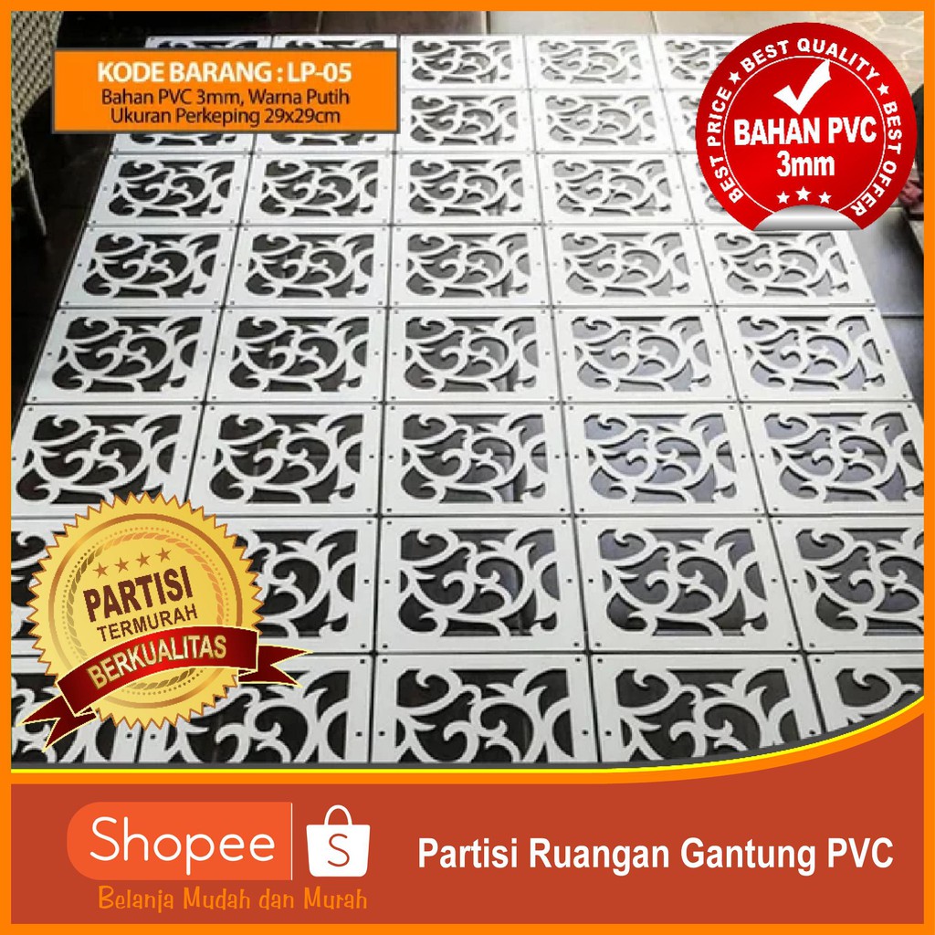 Penyekat Ruangan Vintage PVC LP-05 Putih Ukuran 32x32cm Harga Per-lbr