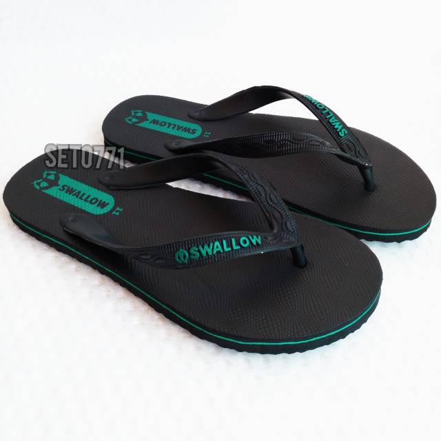 Sandal Japit M02 Swallow Hitam Unisex Sendal Jepit Black Pearl Original Pria Wanita Cowok Swalow-1