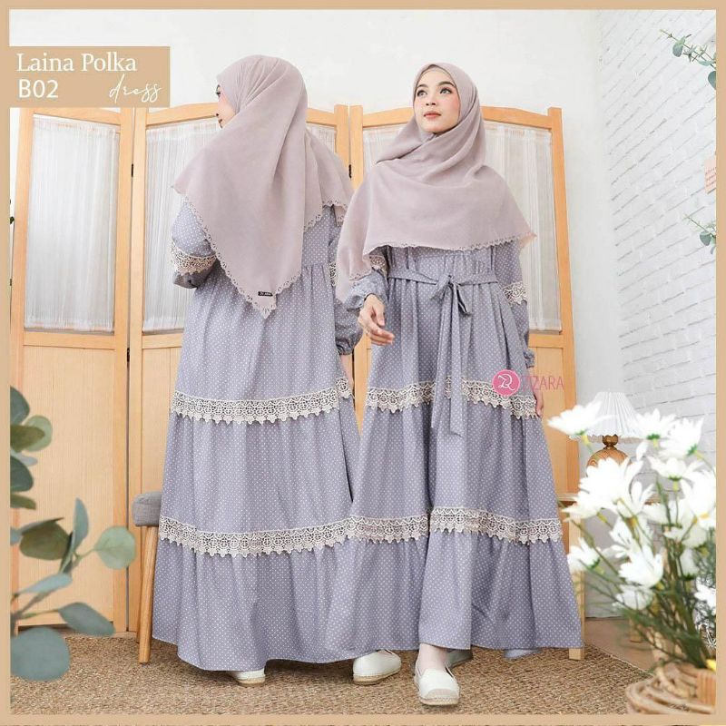Zizara Laina Polka Dress GAMIS ONLY Bahan syakila polka [AGEN RESMI 100% ORI]