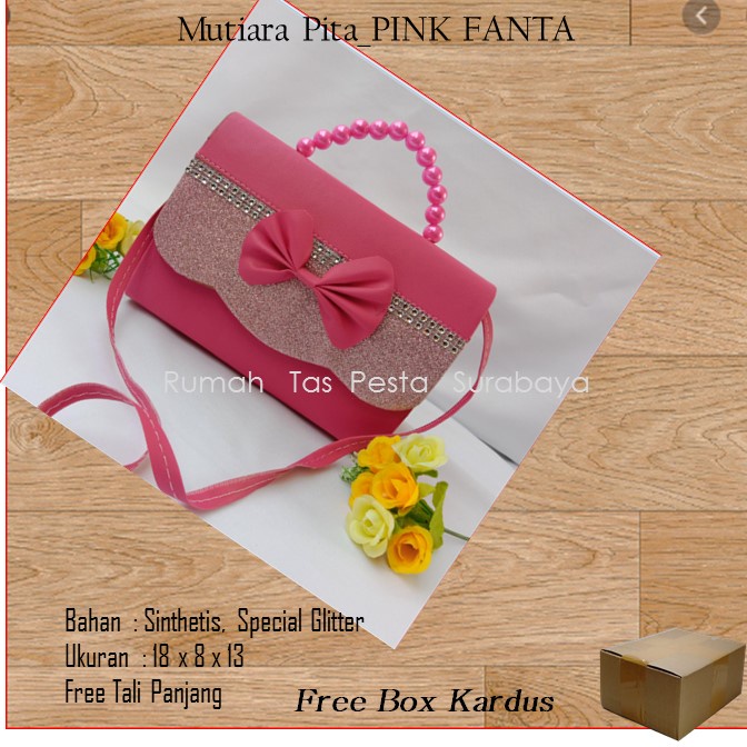 Tas Home Made ,Tas Pesta,Tas KecilMTiara Pita_PINK FANTA