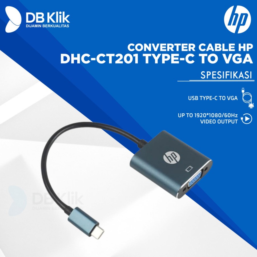 Converter Cable HP DHC-CT201 Type-C to VGA - Konverter HP USB C to VGA