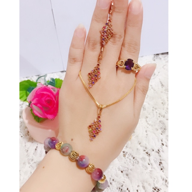 set permata ungu gelang giok asli 88
