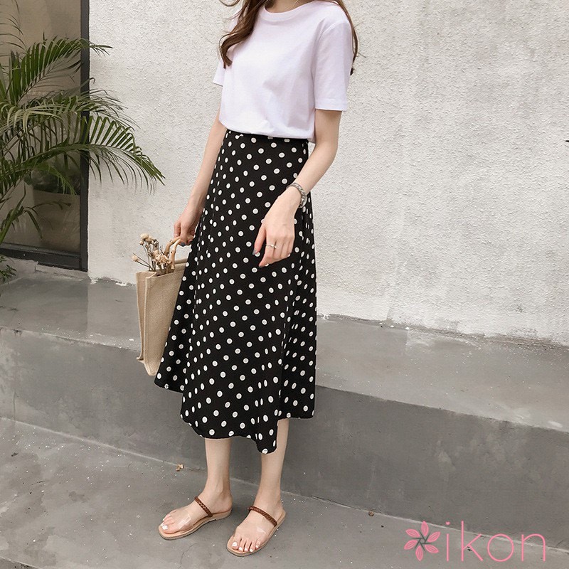 polka dot long skirts