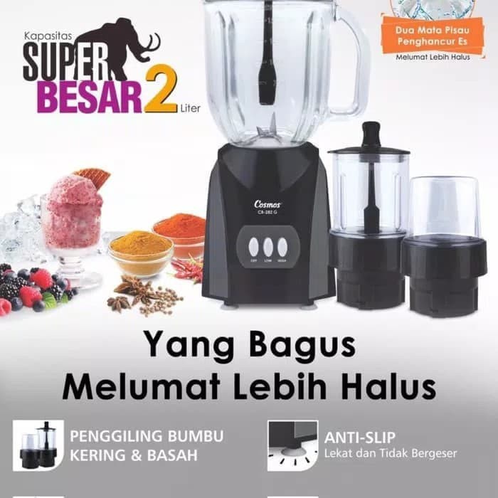 Cosmos CB-282 G ( Kaca) Blender 2 L penggiling kering dan basah ice crusher dual shape blade