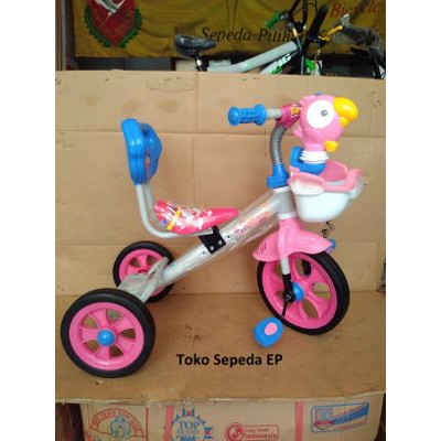 Ready Stok Promo Sepeda Roda 3 Family plus Musik Burung Pink anak balita Murah