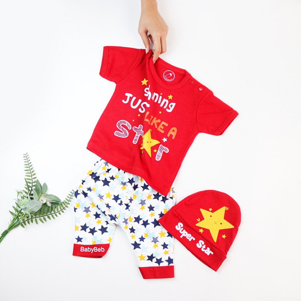 Star Kids / Head in the clouds Babybeb Baju Setelan Kaos Celana Pergi Jalan Lucu Fashion Anak Bayi Cowok Laki Terlaris