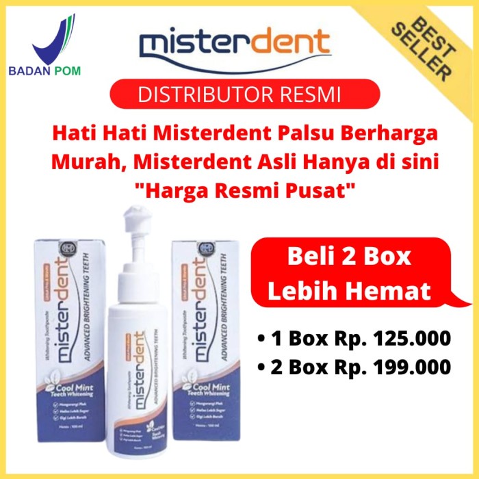 Whitening Misterdent Original Untuk Pemutih Gigi Misterdent Brightening
