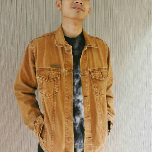 jaket jeans pria keren warna coklat