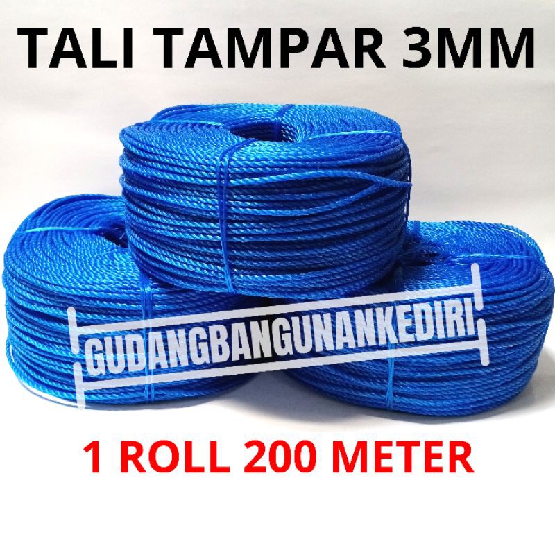 Tali tambang 3 mm / tali tampar 3mm / tampar ikat barang 1 roll / tali tampar plastik