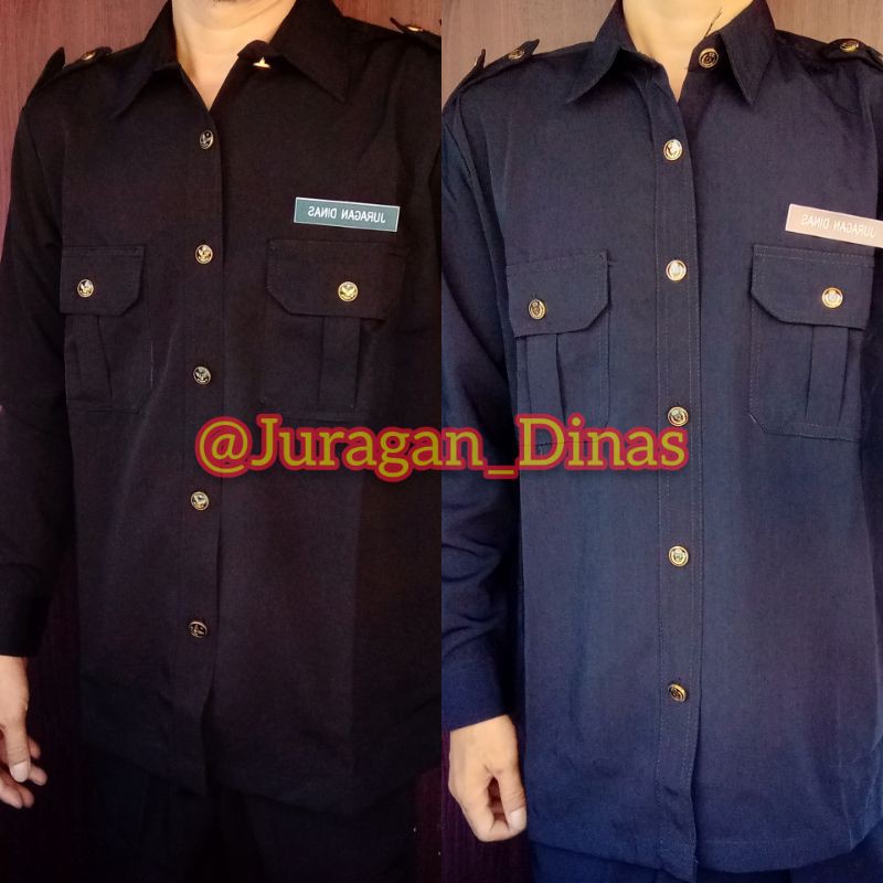 Baju Seragam Setelan Safari Hitam Biru Lengan Panjang Satpam Security Driver