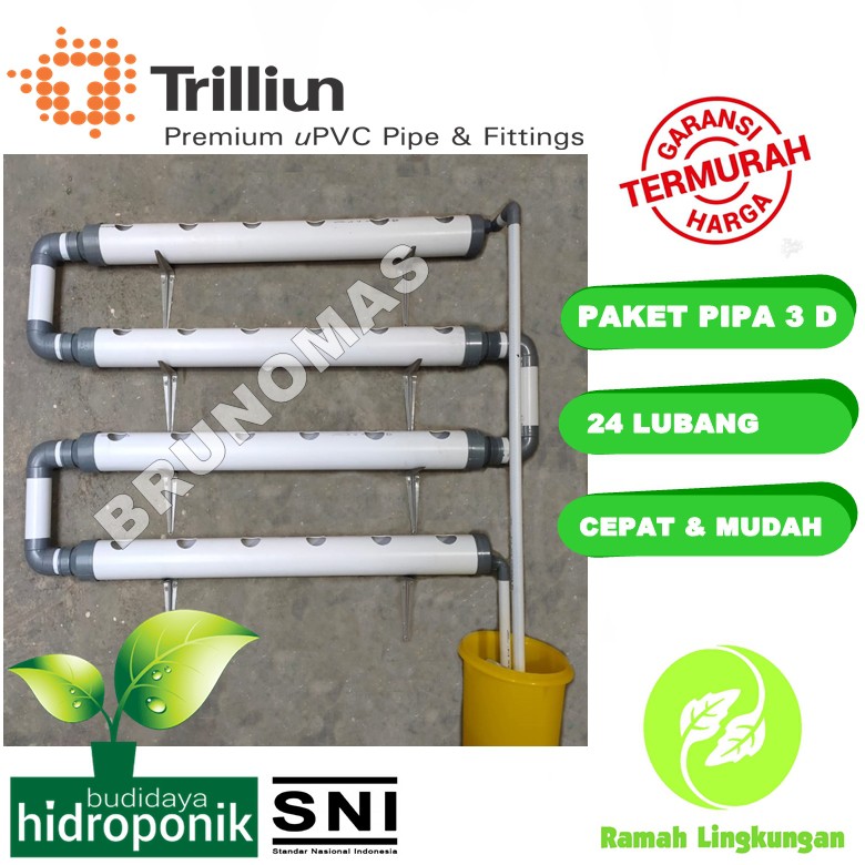 PAKET Pipa Hidroponik 3" inc - Instalasi Dinding 24 Lubang
