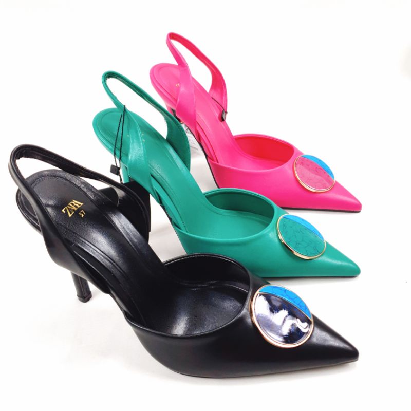 ZR Slingback 9cm Heels with Two Tone Gasper