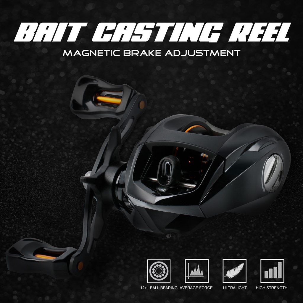 Sougayilang 12 + 1 BB Baitcasting Fishing Reel Black Fishing Reel Gear Casting