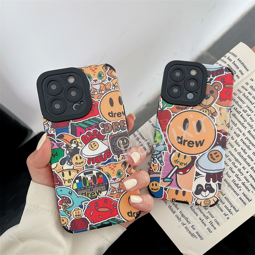 Case Motif Lukisan Smiley Untuk iPhone 11 Pro 12 Pro 13 Pro Max Xs Max XR X