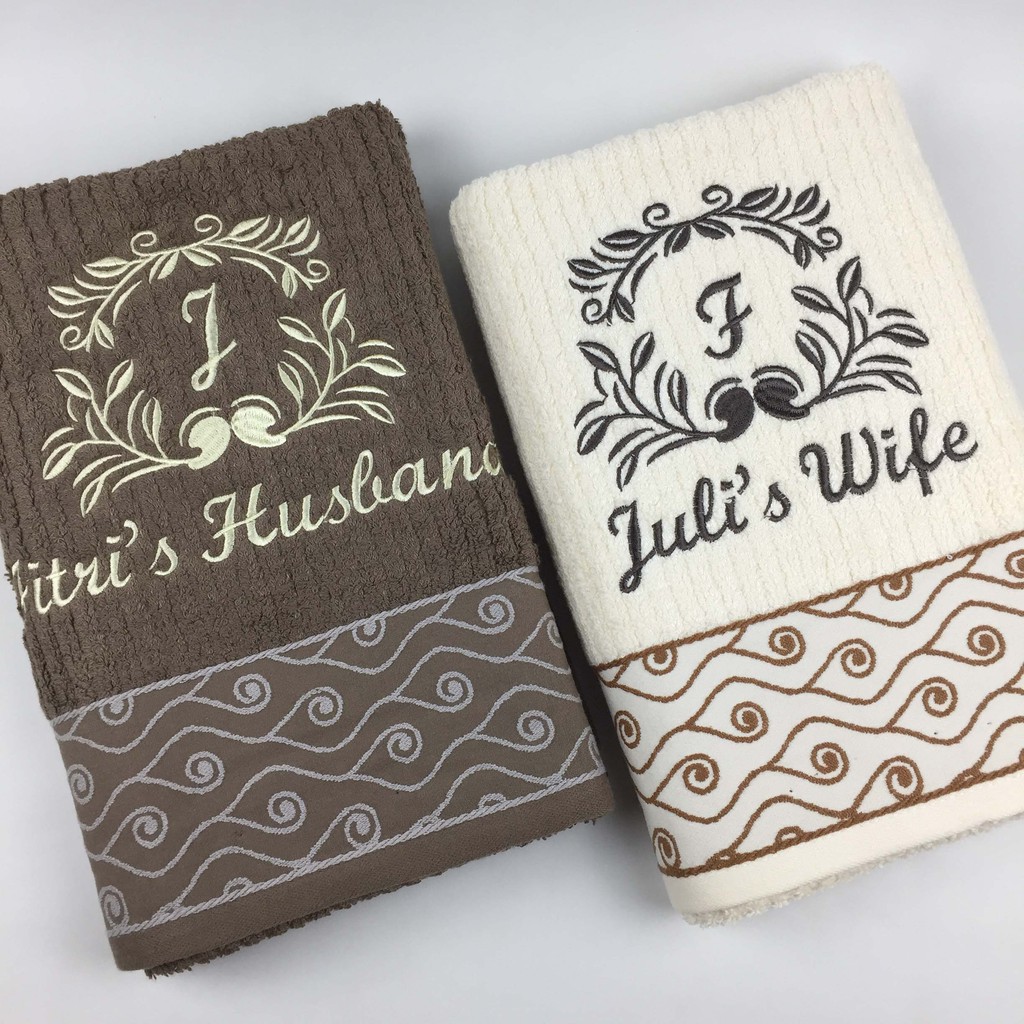 Handuk Couple Morning Whistle 70x135 + Box + Kartu Ucapan + Bordir / Handuk Seserahan Pernikahan