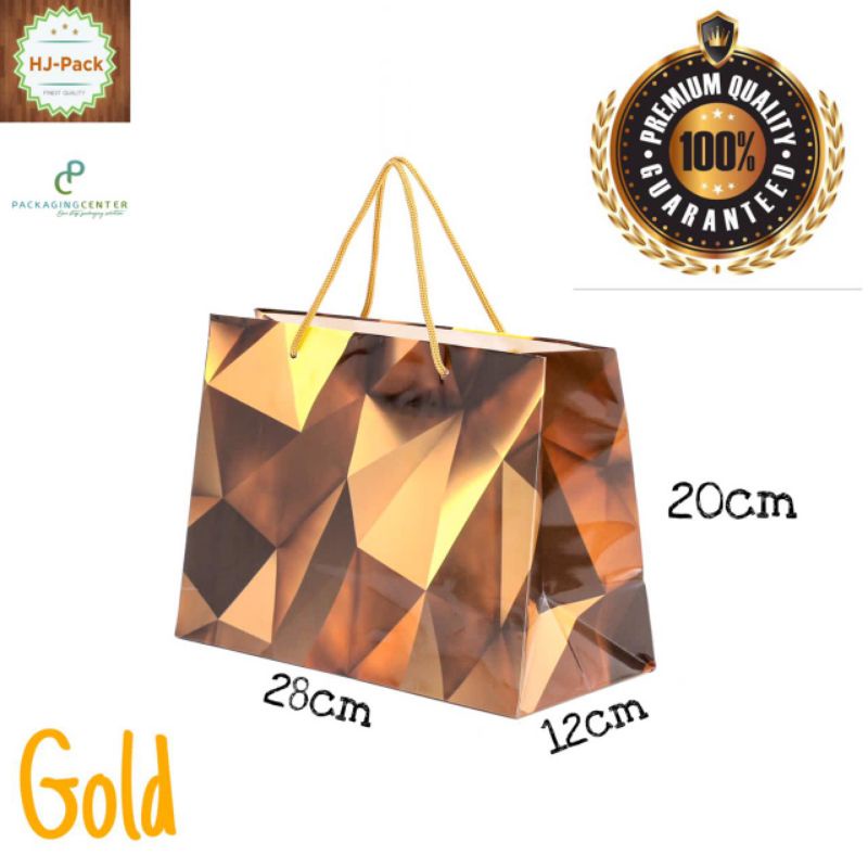 

Paperbag Gold 28x12x20 Goodie Bag Souvenir Tas Glosy Premium Luxury Terlaris