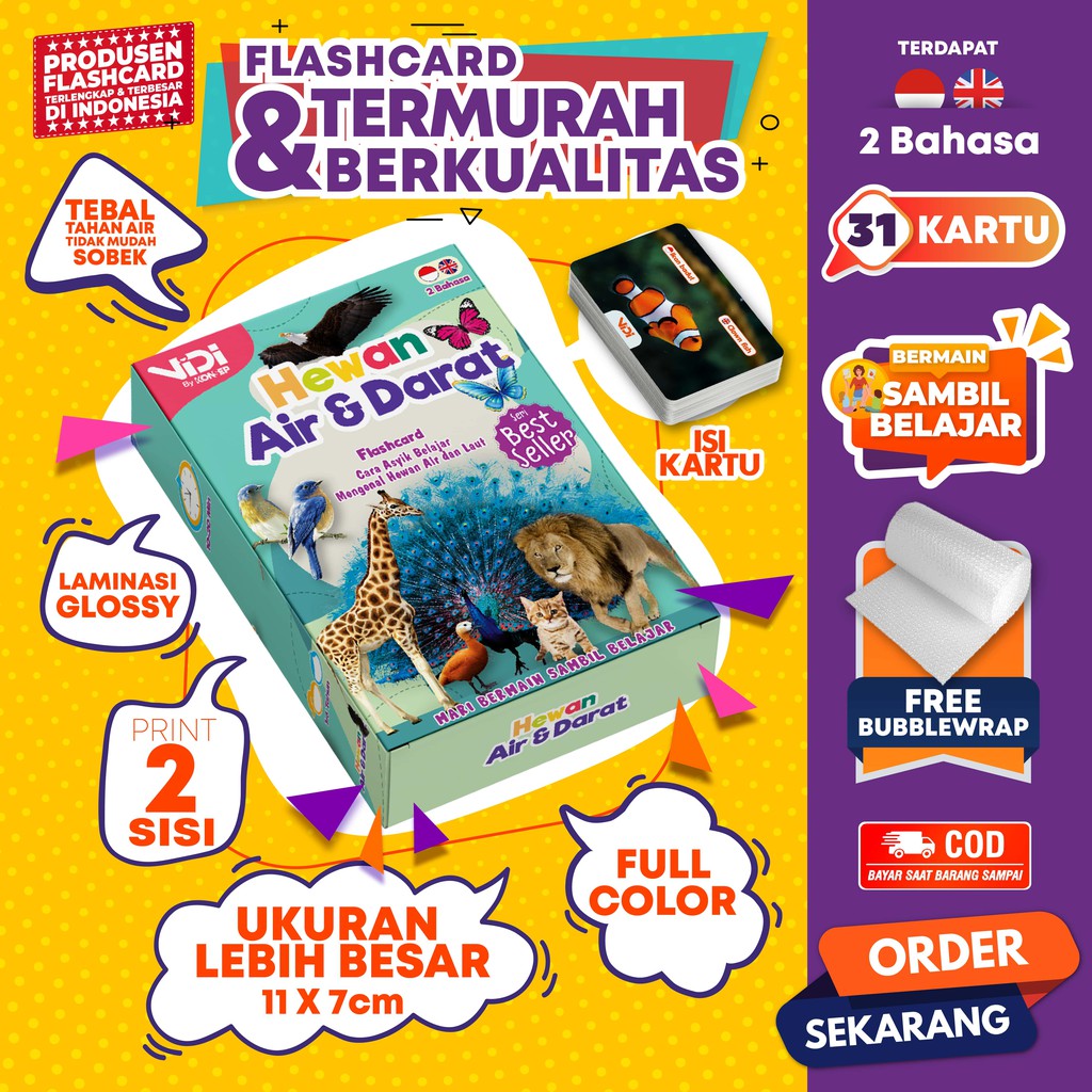 [1KG = 9PCS] VIDI Flashcard / Flash Card / Mainan Edukasi Kartu Pintar Anak Balita Lengkap