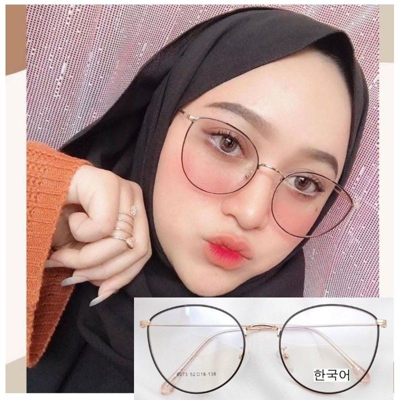 Kacamata Fhasion Wanita |Model Oval Bahan Besi Ringan| Paket Photocromic