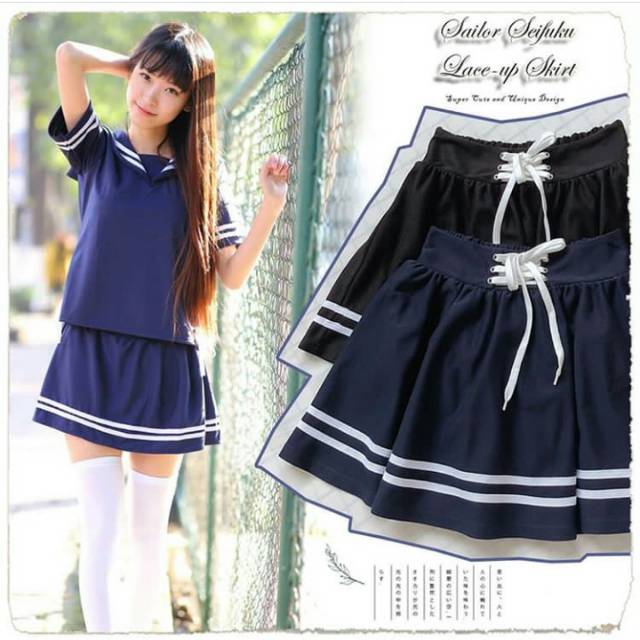 IMPORT Rok Jepang/Anime - Sailor Seifuku Lace-up Skirt