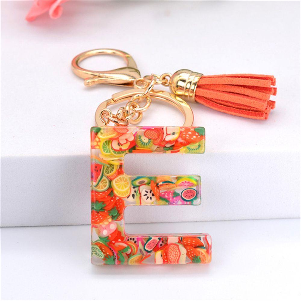 NEEDWAY 26huruf Gantungan Kunci 1PC Terang Irisan Buah Ornamen Tempat Kunci Perhiasan Rumbai Liontin Alfabet Key Chain