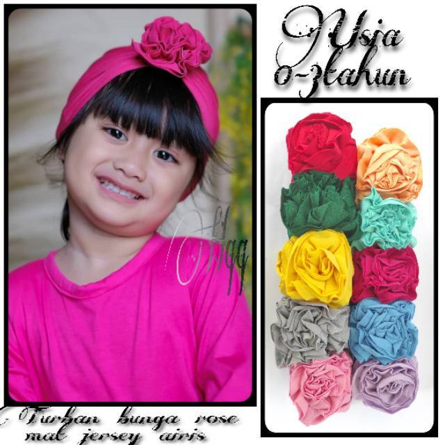 Turban Bungga Ros | Turban Anak | Turban Bayi dan Anak