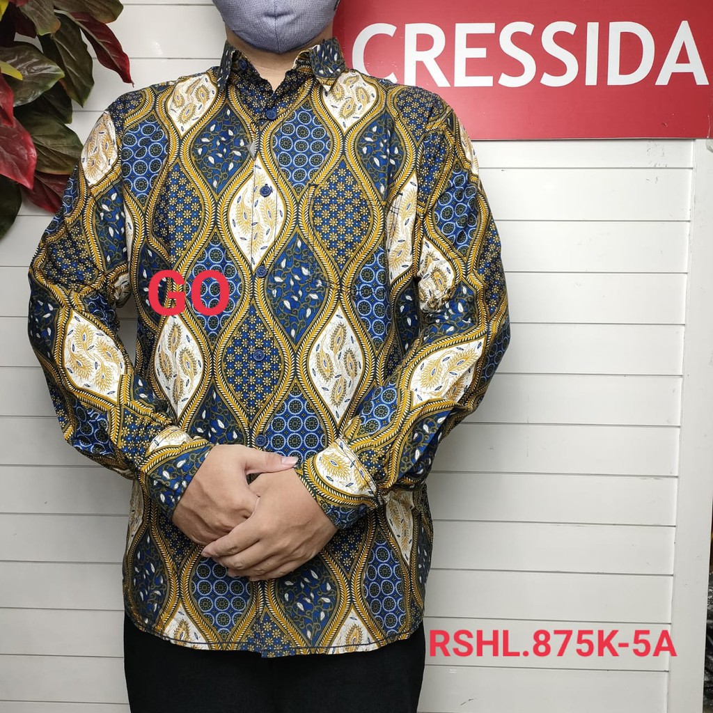 gos  CRESSIDA KEMEJA BATIK Pakaian Pria Atasan Kemeja Cowok Laki-Laki Hem Lengan Panjang Original