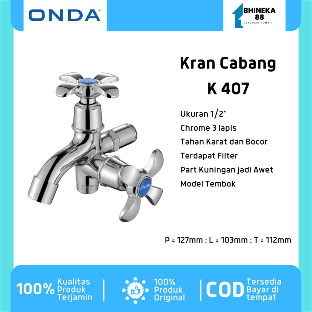 ONDA Kran Cabang Shower Double K 407 MH 1/2” K407 Keran Dobel