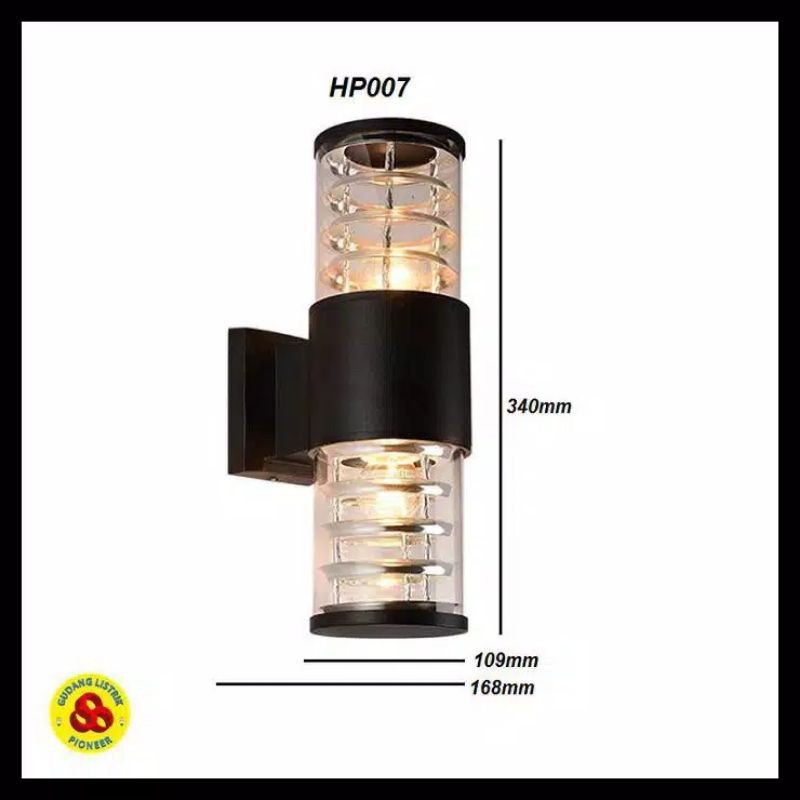 Hippo Wall Lam Lampu Dinding Outdoor Indoor Pilar Tempel 2 Arah HP007 Original