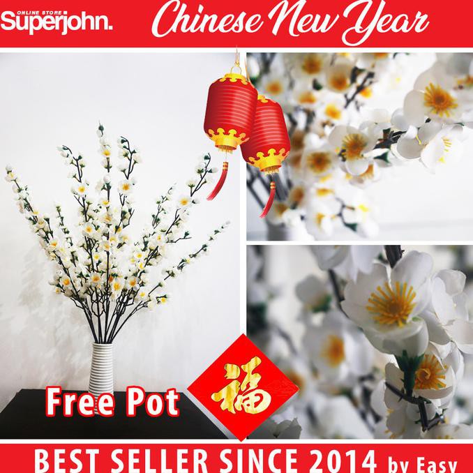 

Pohon Imlek / Pohon Angpao / Bunga Sakura / Meihua Classic White 60 cm - Putih