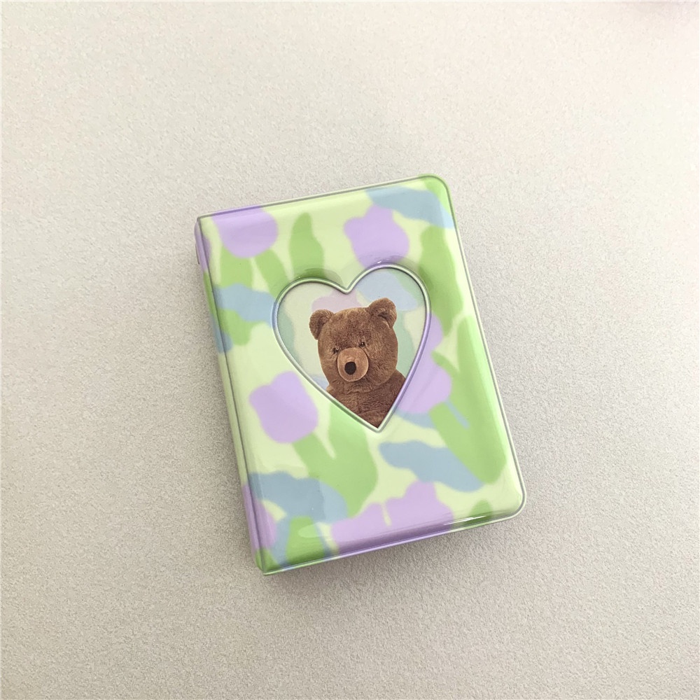 Buku Album Fotokartu 40 Saku 3 Inci Motif Beruang Kawaii Bahan PVC Untuk Koleksi
