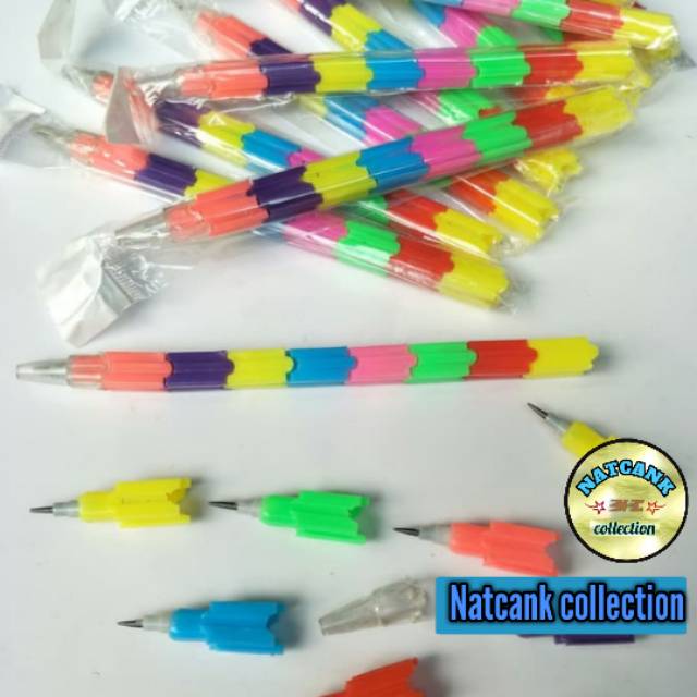 

Pensil Susun/ Pensil Roket Rainbow Murah/Souvenir Goodiebag Ultah Anak