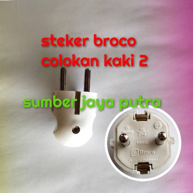 Steker colokan broco kaki 2 jek listrik kabel 2