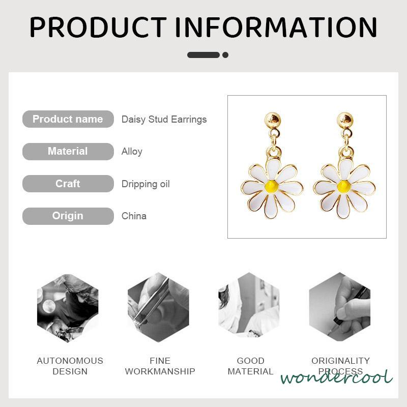 925 Silver Daisy Earrings Fashion Anting Pejantan Bunga Matahari Manis Segar-Won
