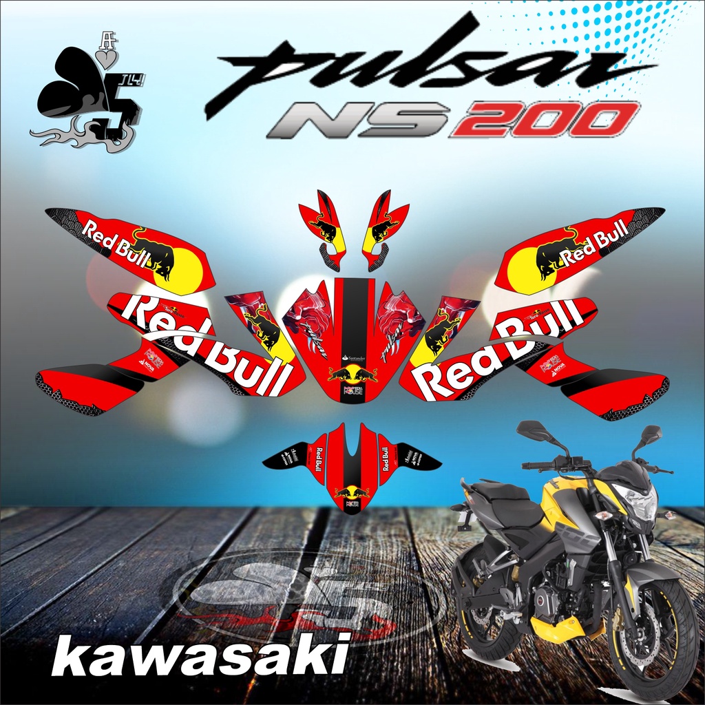 DECAL STICKER FULL BODY KAWASAKI PULSAR NS200 REDBULL