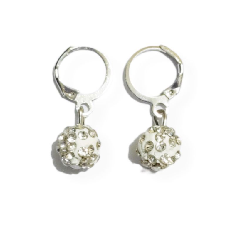 Anting Klip Tusuk Liontin Bola Berlian Disco Korean Earrings Disko Ball Gaya Korea