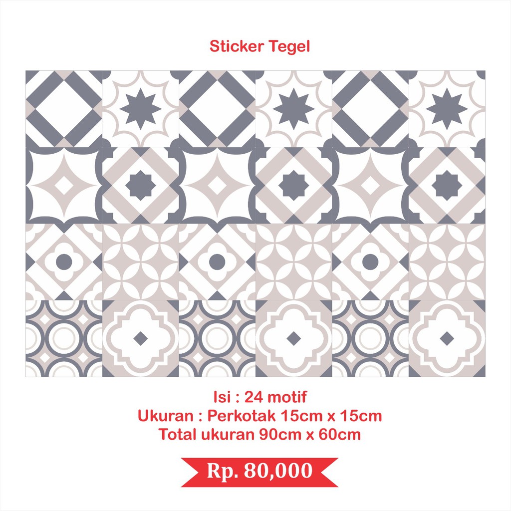 ST - Stiker Tegel Motive 17 / Sticker Lantai Roll / Keramik / Meja / Dapur Anti Minyak / uk. 90x60cm