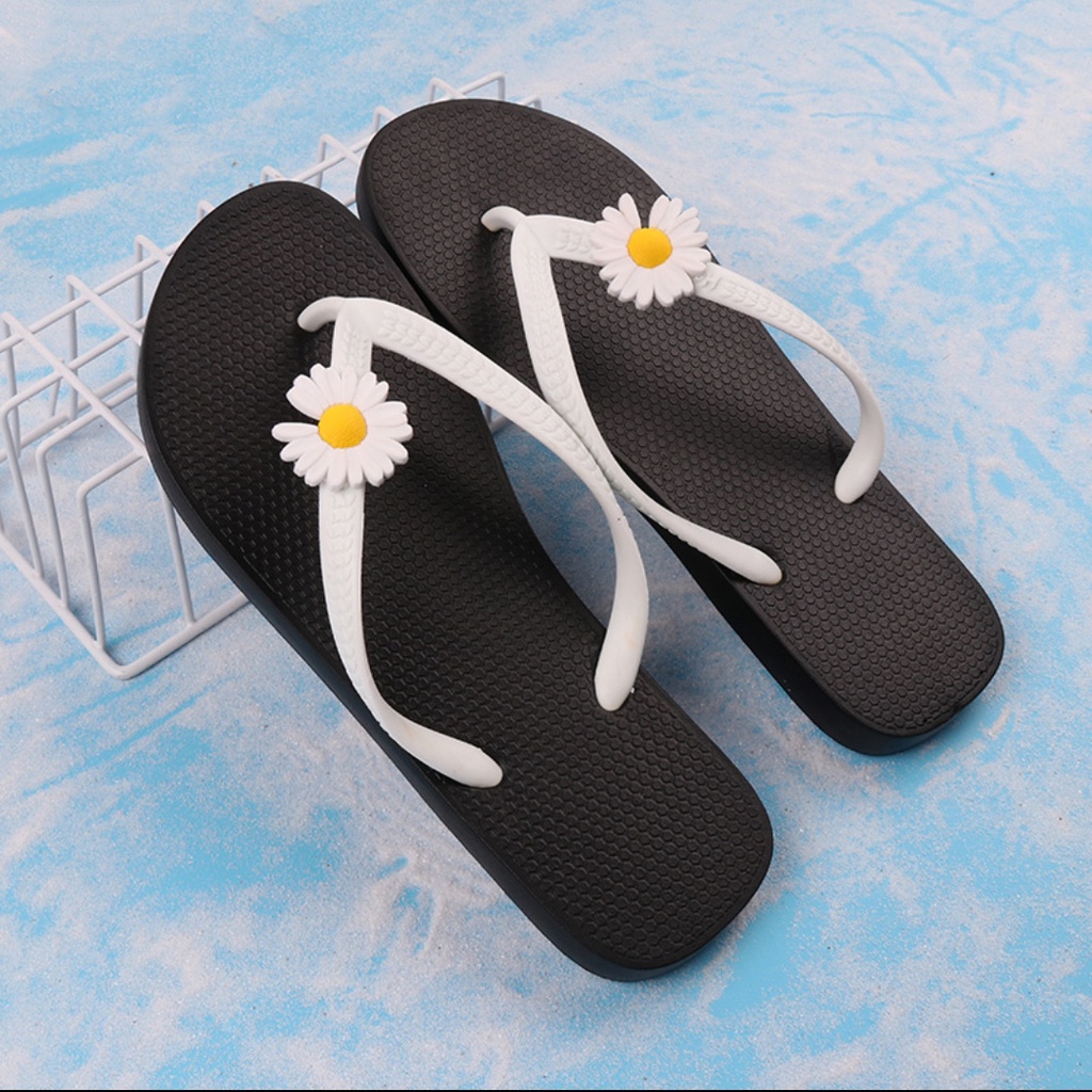 Sandal Jepit Wanita Motif Cemen Daisy | Sandal Wanita Unik Cantik