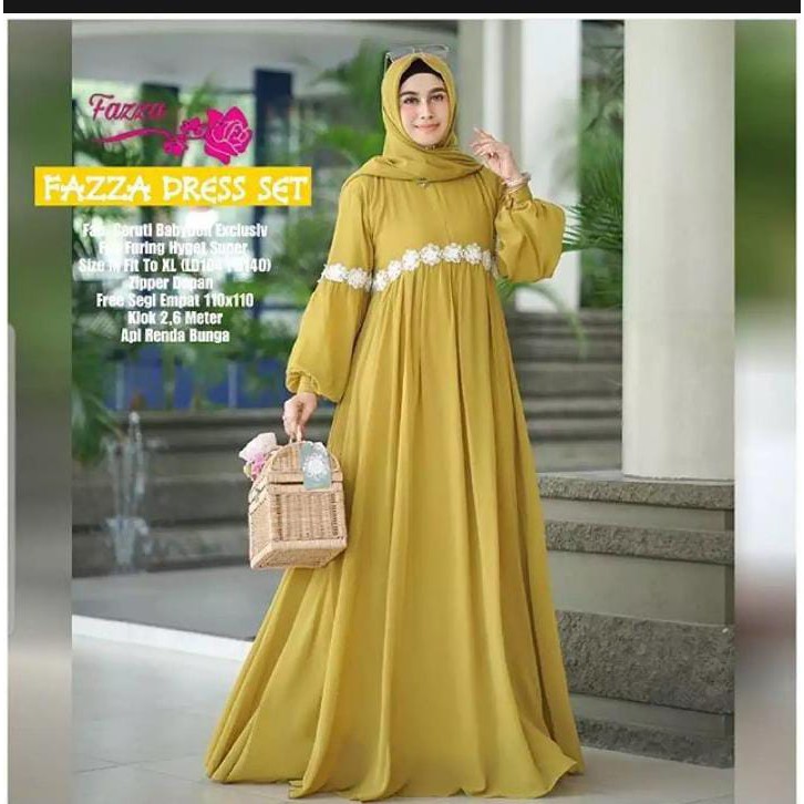 Fazza Dress free Hijab segi empat / Gamis Original / Gamis Syar'i Remaja / Gamis Syar'i / Baju Musli