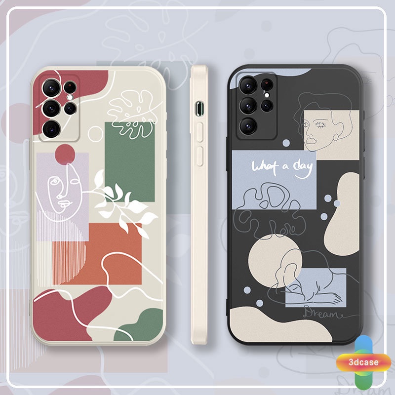 Casing Soft Case OPPO A15 A54 A5S A3S A16 A95 A7 A5 A9 A31 A53 2020 A12 A1K A55 A36 A76 A96 Reno 5 4 5F 4F 6 7 A57 A74 A15S A52 A11K A92 A35 A11 A93 A32 A72 A94 A53S F17 PRO A16S A12S A12E A33 Y20 Y12 5 5i C3 C25 C12 Ins Art Line Face  Shockproof Cover
