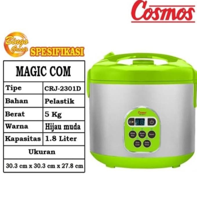 Cosmos Crj2301D Magic Com 2 Liter 5In1 Digital - Hijau
