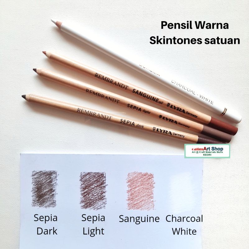 charcoal Pencil White / Sanguine / Sepia | Pensil Warna Skintone