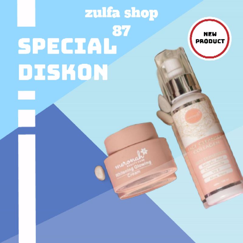 ORIGINAL BPOM PAKET MERONAH CREAM + FACIAL WASH EXTRA COLLAGEN