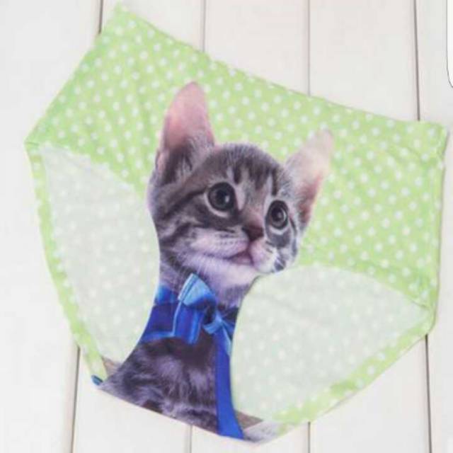 Celana dalam panties panty cd motif kucing kitten pussy 3d seamless tampa jahitan ok  god  god