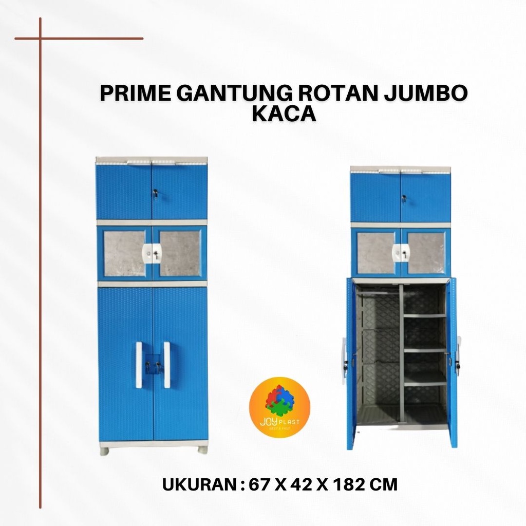 LEMARI GANTUNGAN JUMBO KACA /LEMARI PLASTIK JUMBO KACA /LEMARI BAJU KACA / LEMARI PAKAIAN KACA