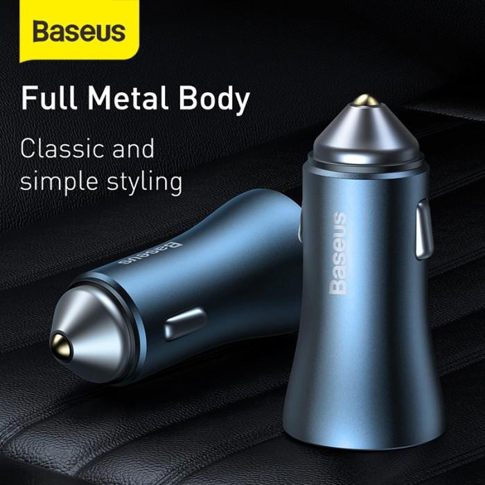 Baseus Car Charger Dual USB Port Blue - Quick Charging 3A