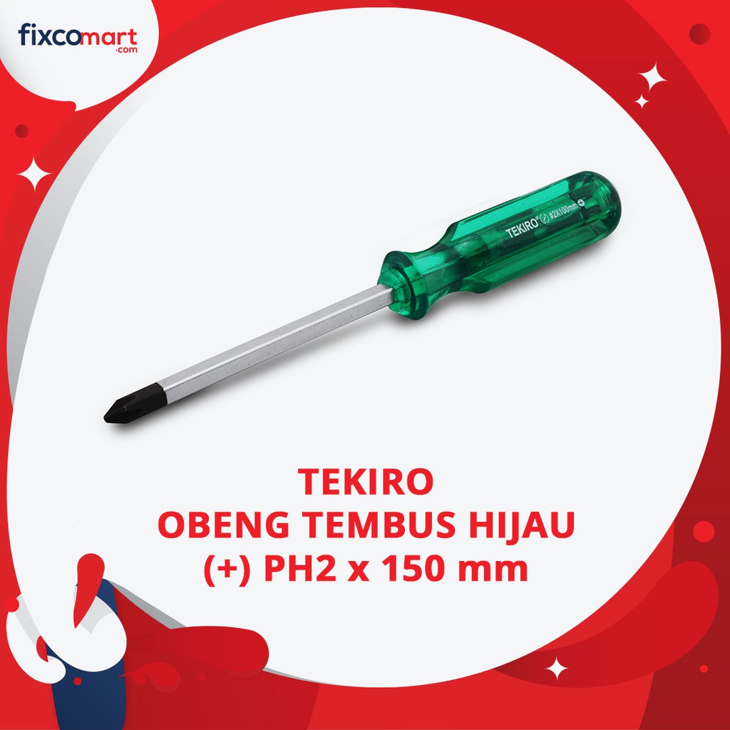 Tekiro Obeng Tembus Hijau (+) Ph2 X 150 Mm / Tekiro Obeng Go Thru