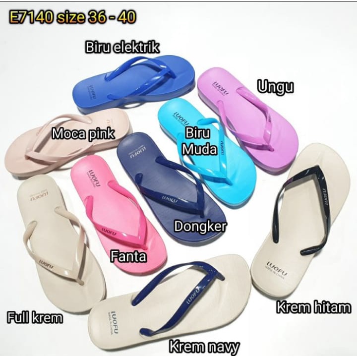 Sandal Jepit Wanita Import Jelly Luofu E7140