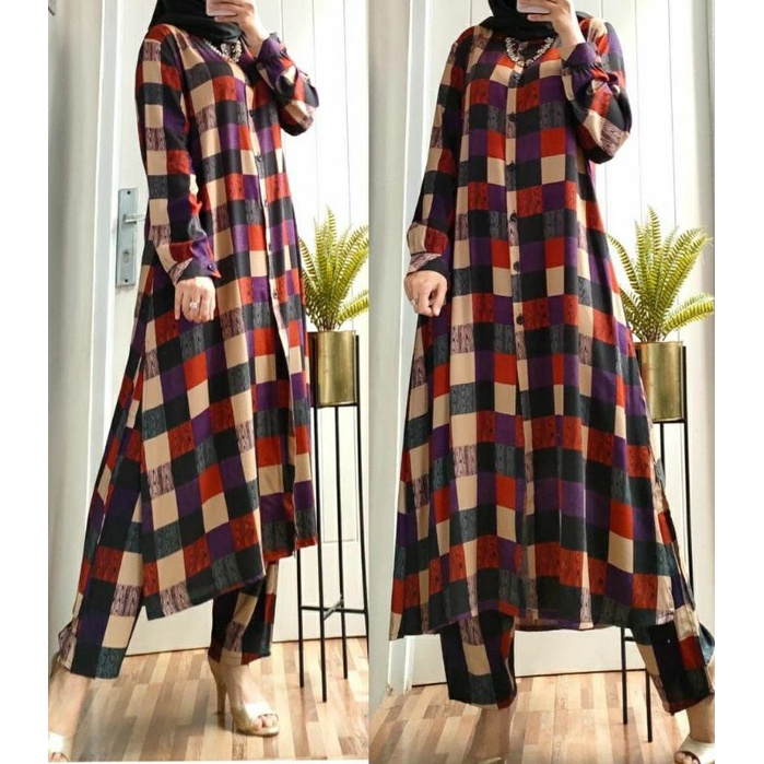 Noela Set, SETELAN TUNIK WANITA MUSLIM CANTIK FIT XXL LD 114 BAHAN RAYON IMPORT TERMURAH MODIS OOTD