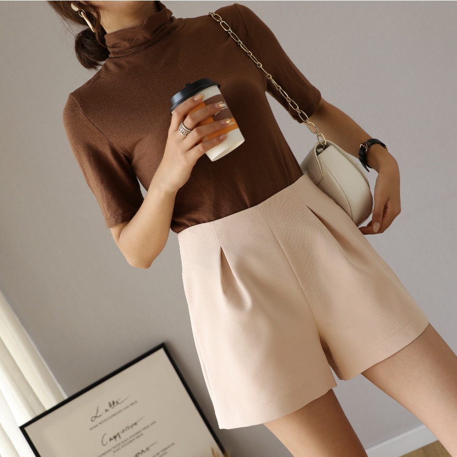 【Blossom】A-Line Chiffon Draped Suit Korean Short Pants 7278