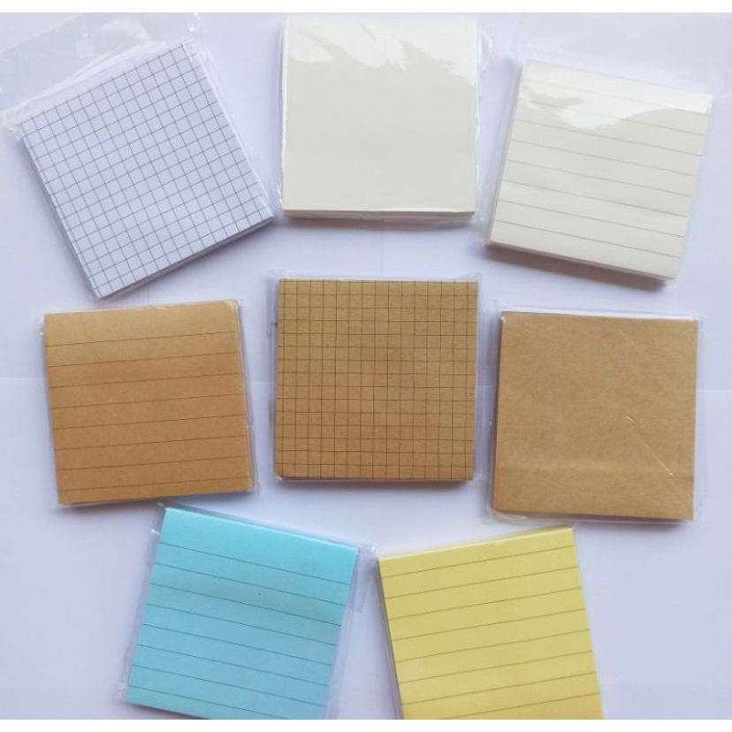 

80 lembar Memopad grid kotak garis vintage white brown aesthetic journal